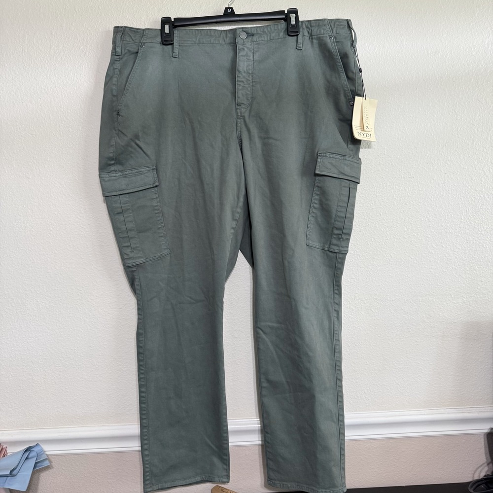 NYDJ Sheri Slim Hollywood Cargo Jeans Womens 20W Sage Leaf Waistband Pockets